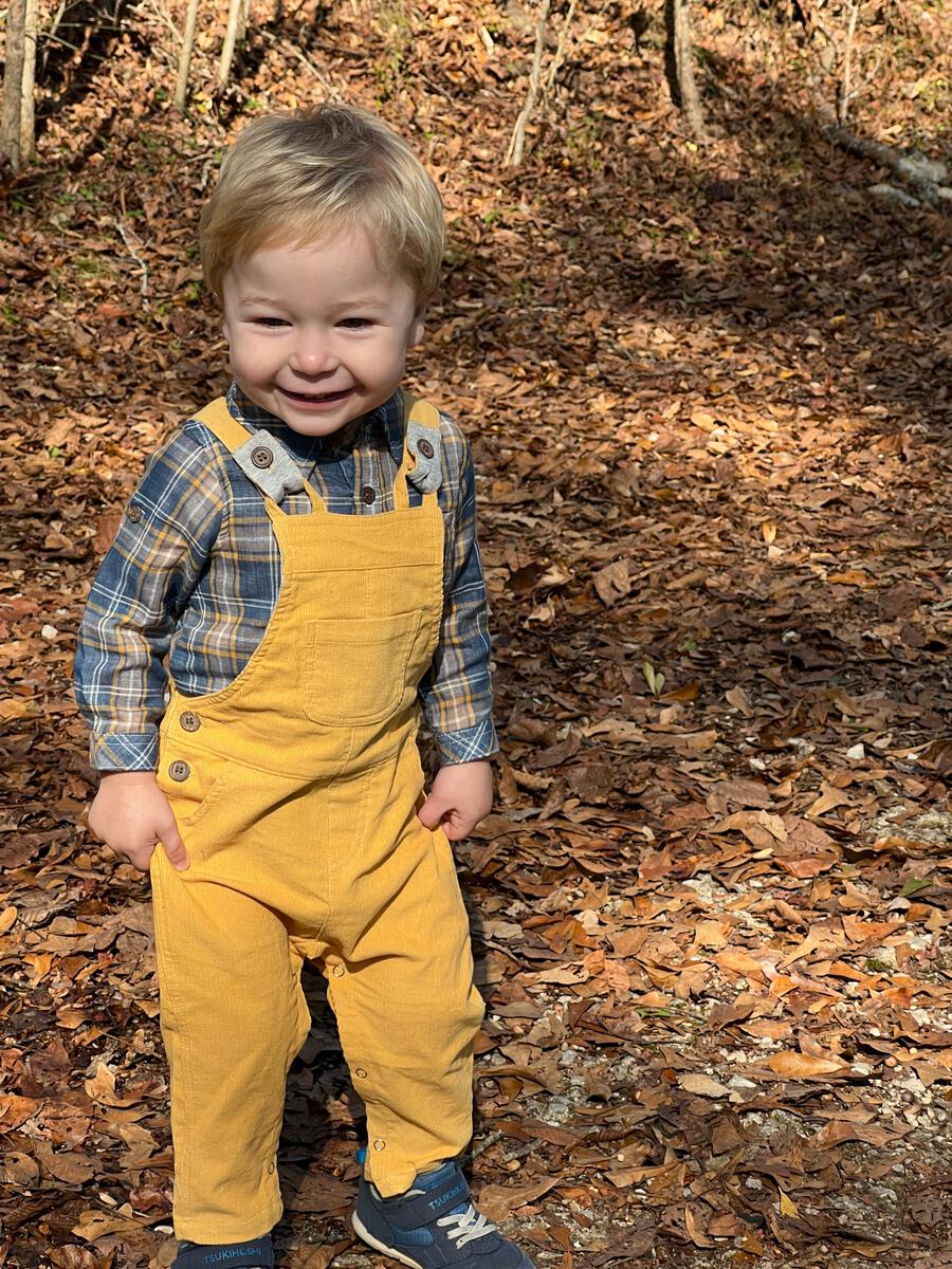 Blue/Grey/Gold Plaid Jasper Woven Onesie