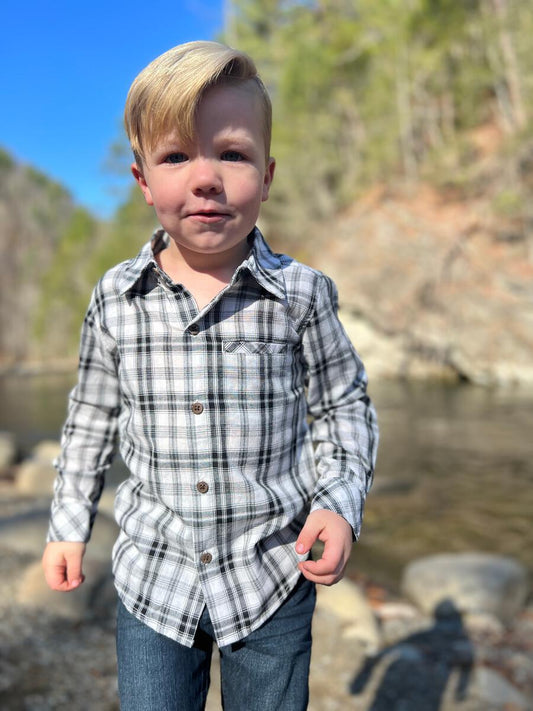 Black/White Plaid Atwood Woven Shirt