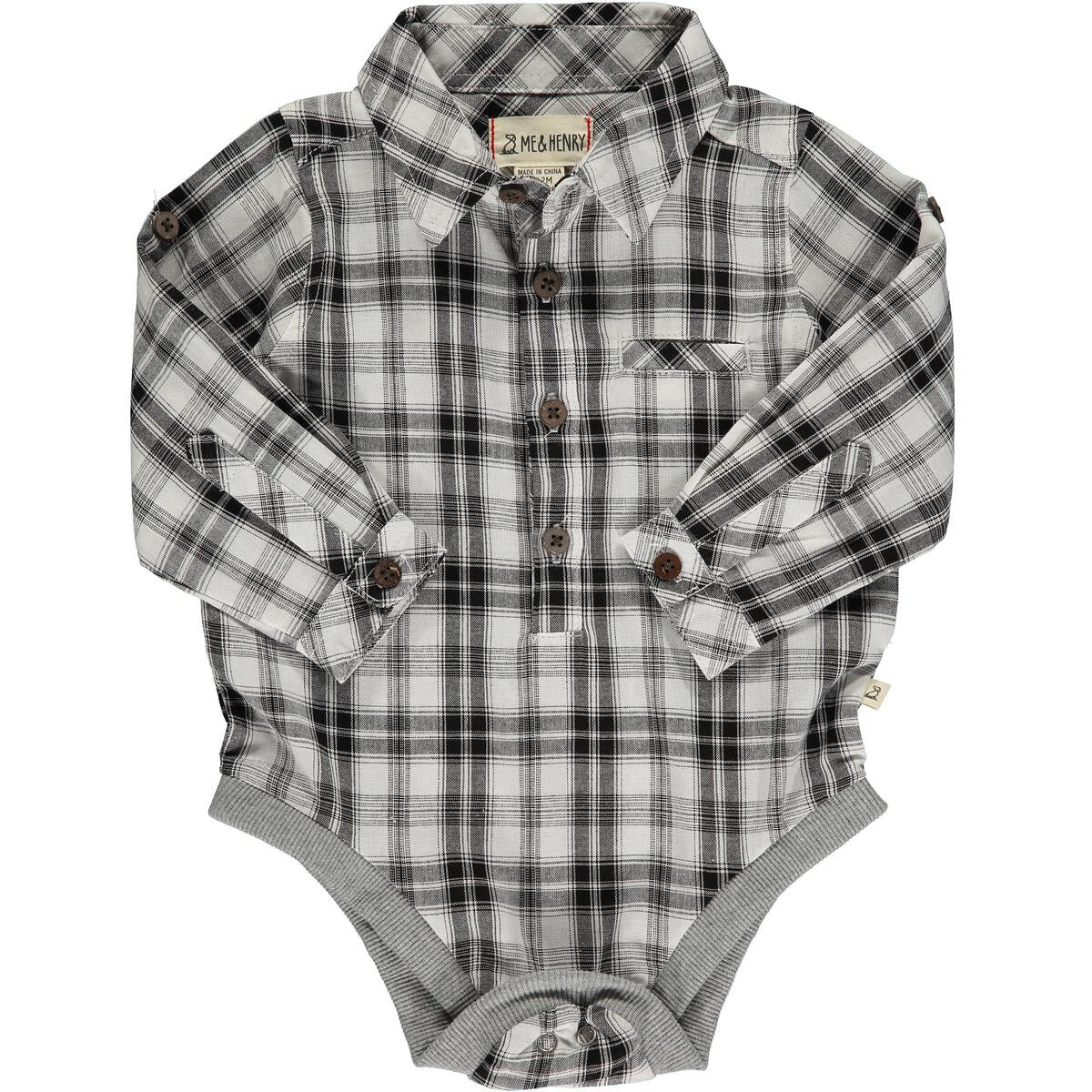Black/White Plaid Jasper Woven Onesie