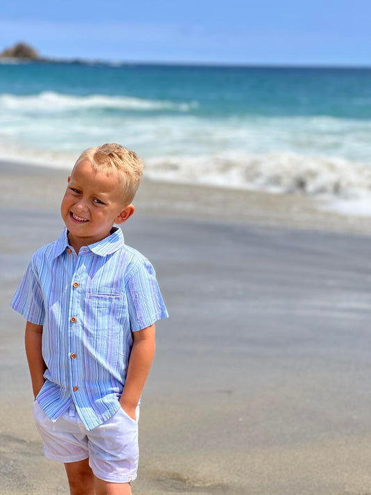 Mutli Blue Stripe Collared Shirt