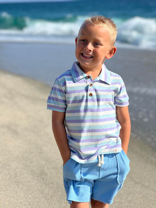 Lilac/Blue Multi Stripe Polo Shirt