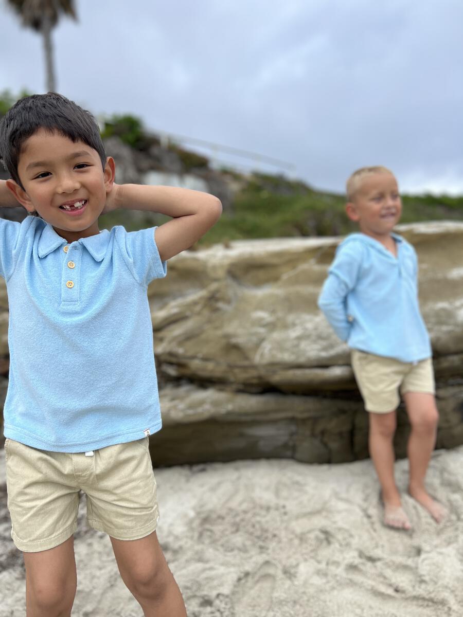 Light Blue Terrycloth Polo Shirt