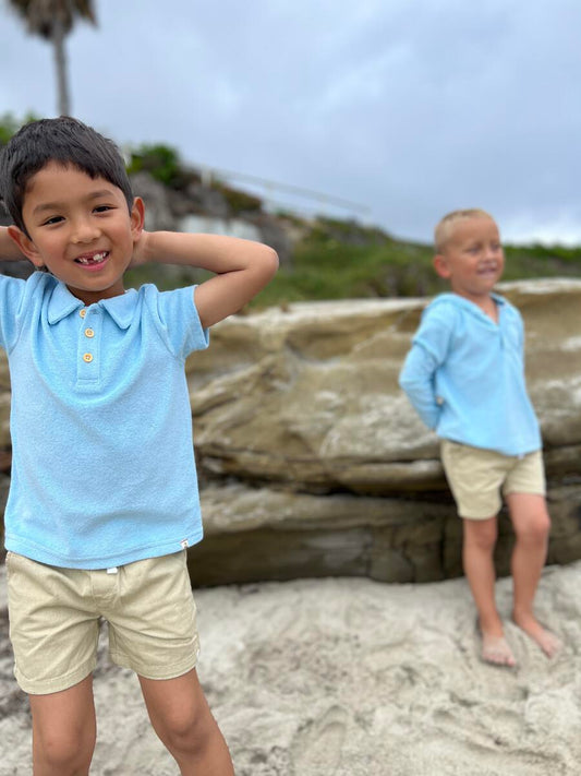 Light Blue Terrycloth Polo Shirt