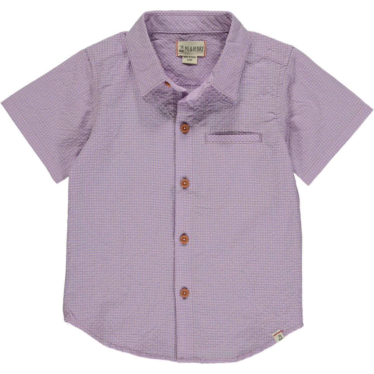 Lilac/Pink Plaid Seersucker Collared Shirt