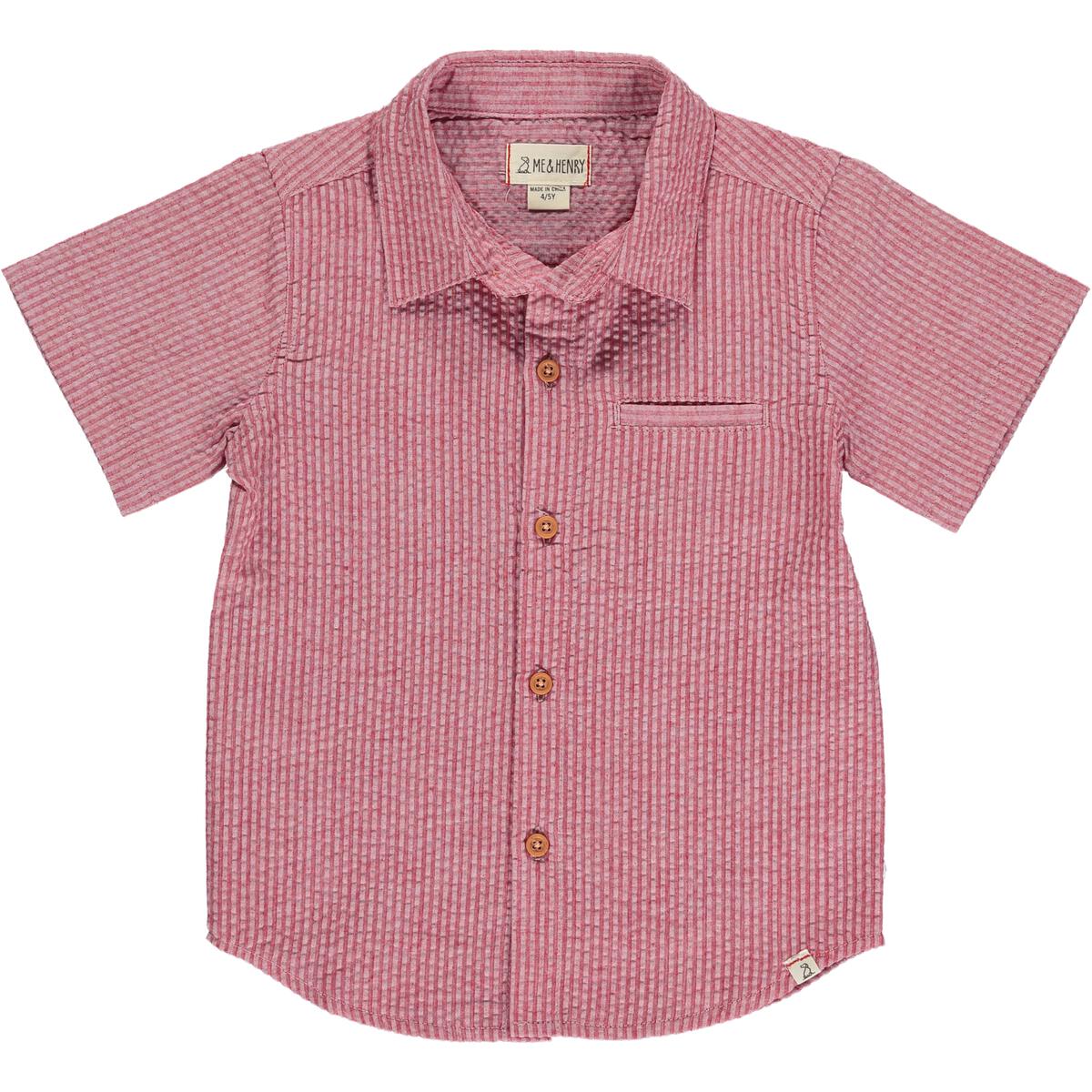 Dusty Red Seersucker Polo Shirt