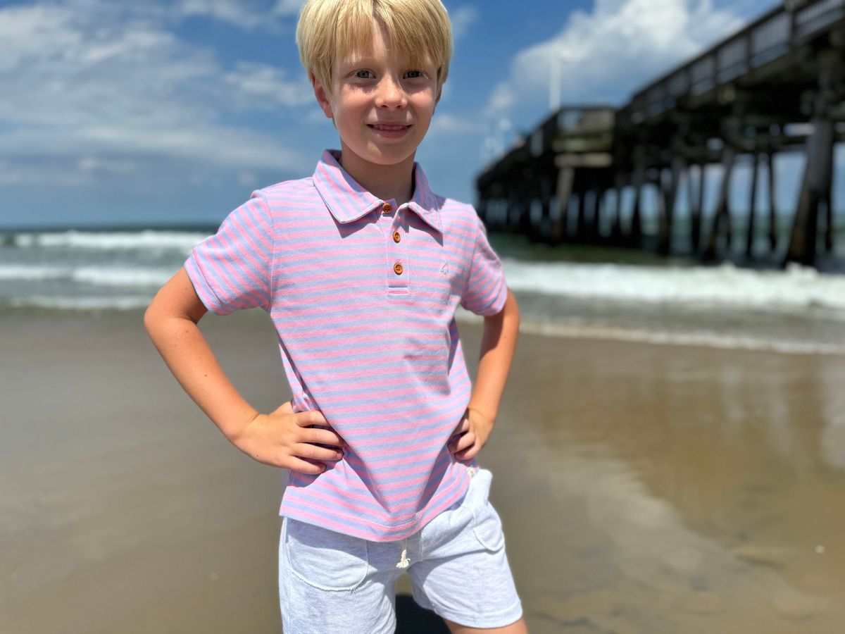 Lilac/Pink Striped Pique Polo