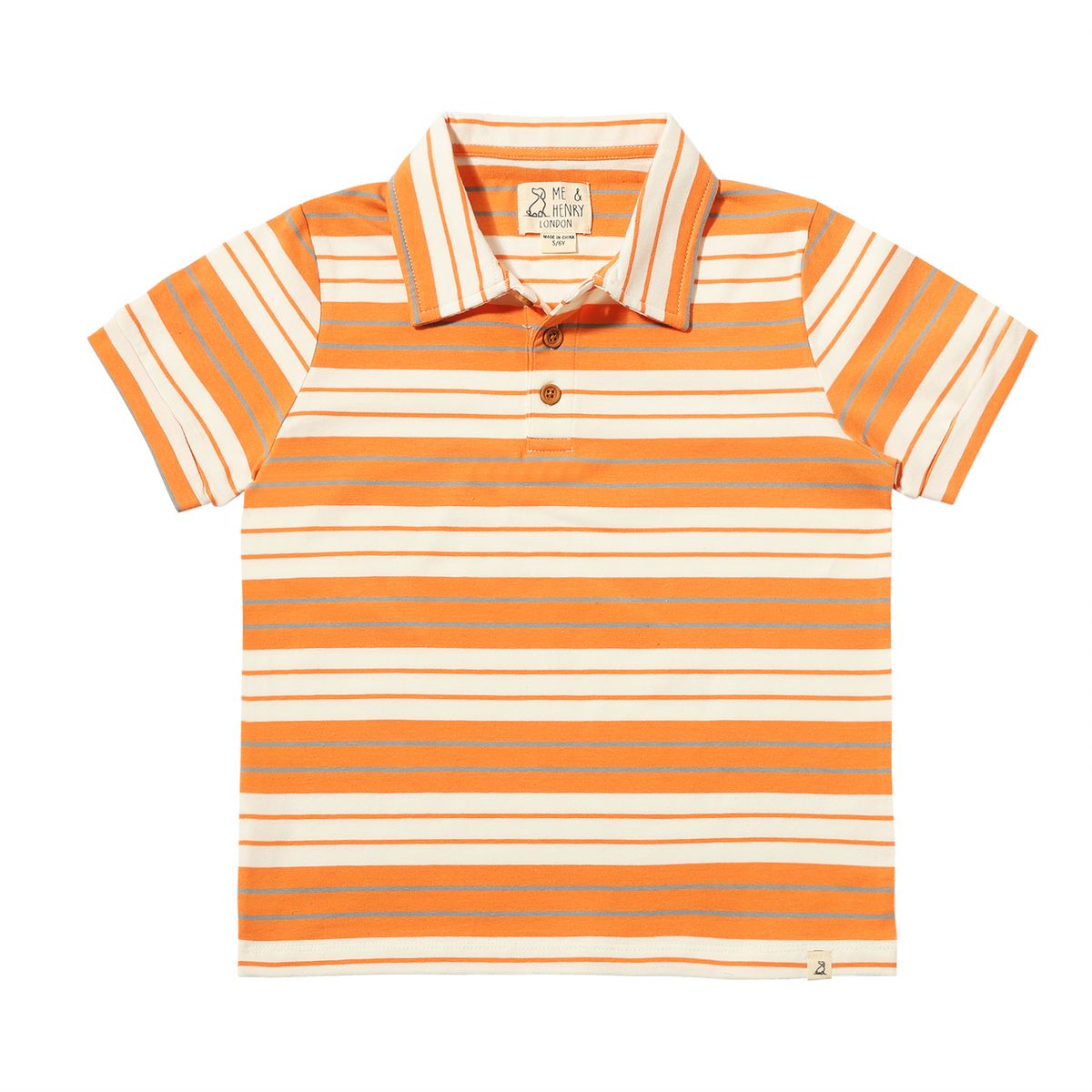 Tangerine, Grey, & White Polo
