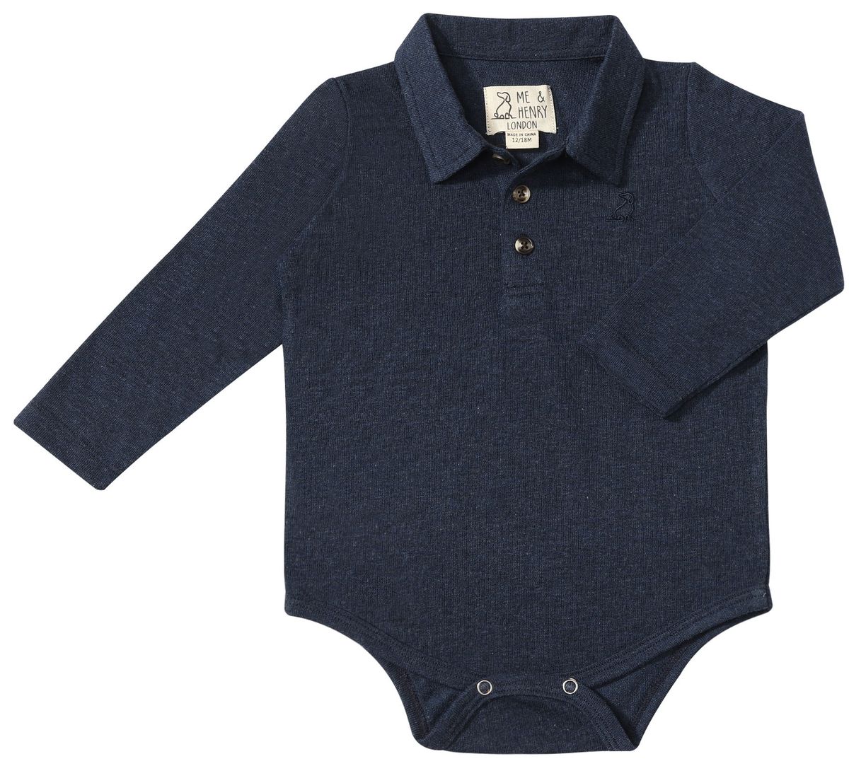 Cotton Polo Onesie- Navy