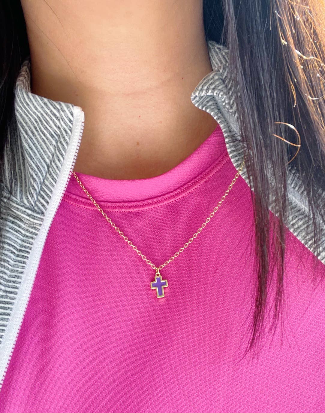 Colorful Cross Necklace, Child size (adjustable)