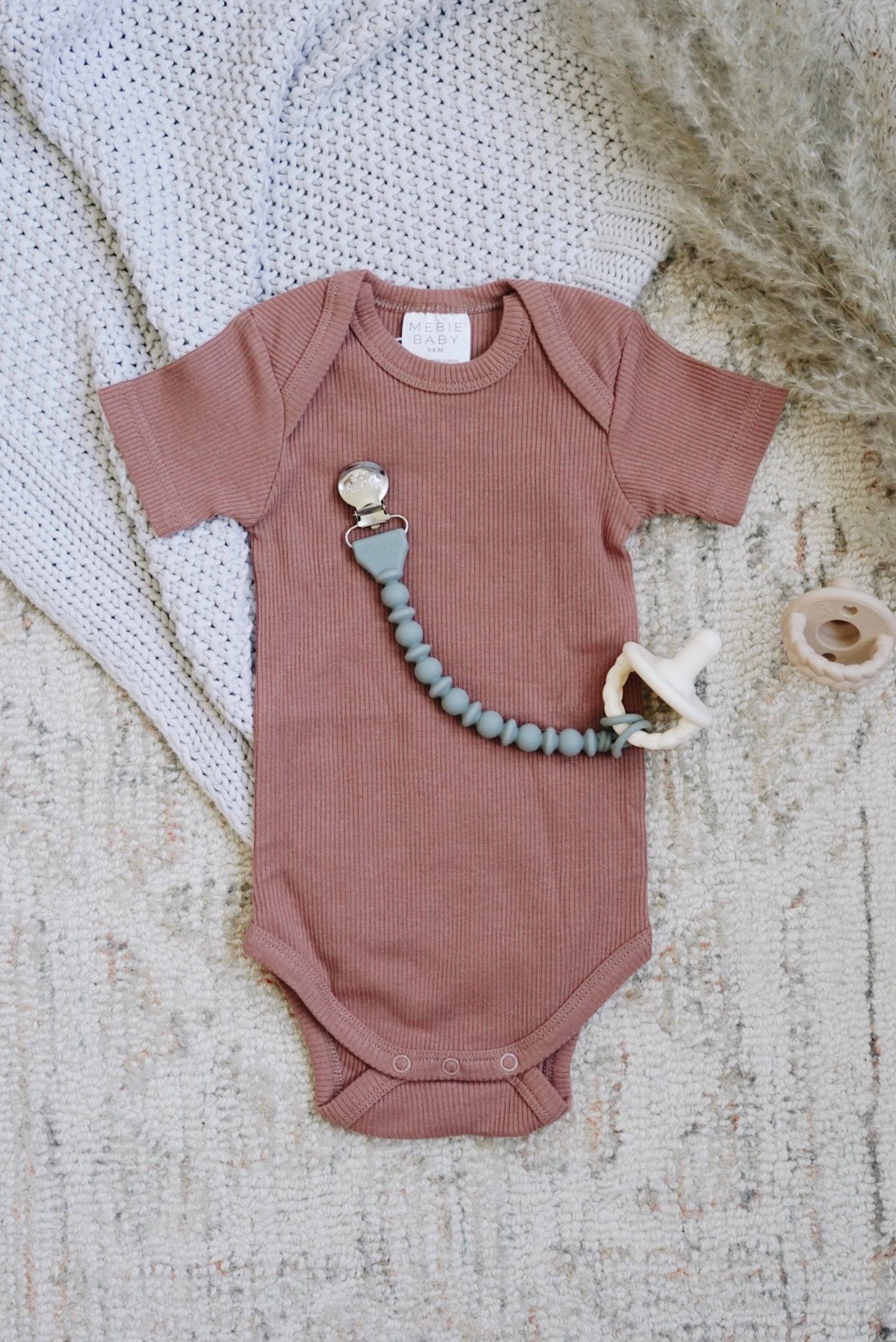 Itzy Ritzy Sweetie Strap™ Silicone One-Piece Pacifier Clips: Buttercream