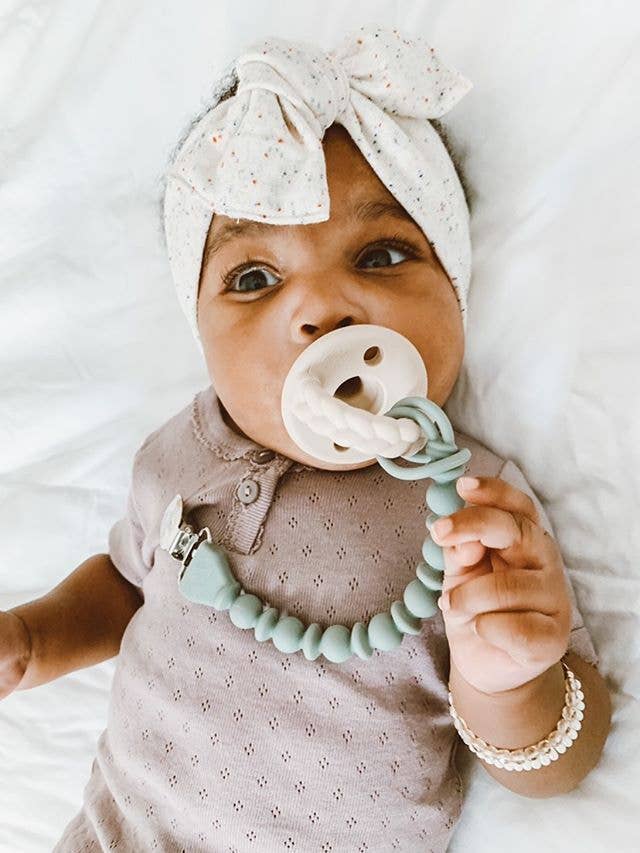 Itzy Ritzy Sweetie Strap™ Silicone One-Piece Pacifier Clips: Buttercream