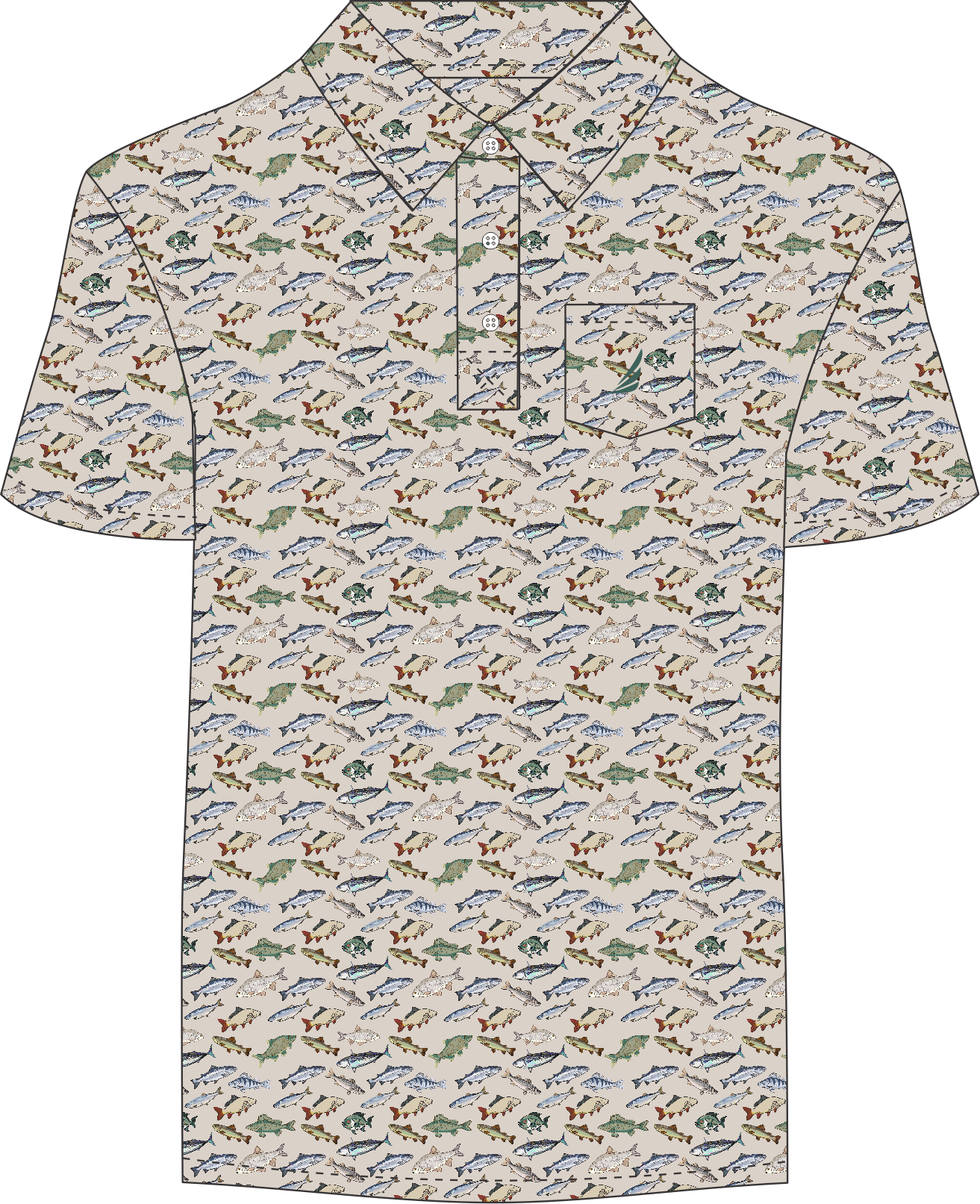 Performance Polo S/S- Fish Print