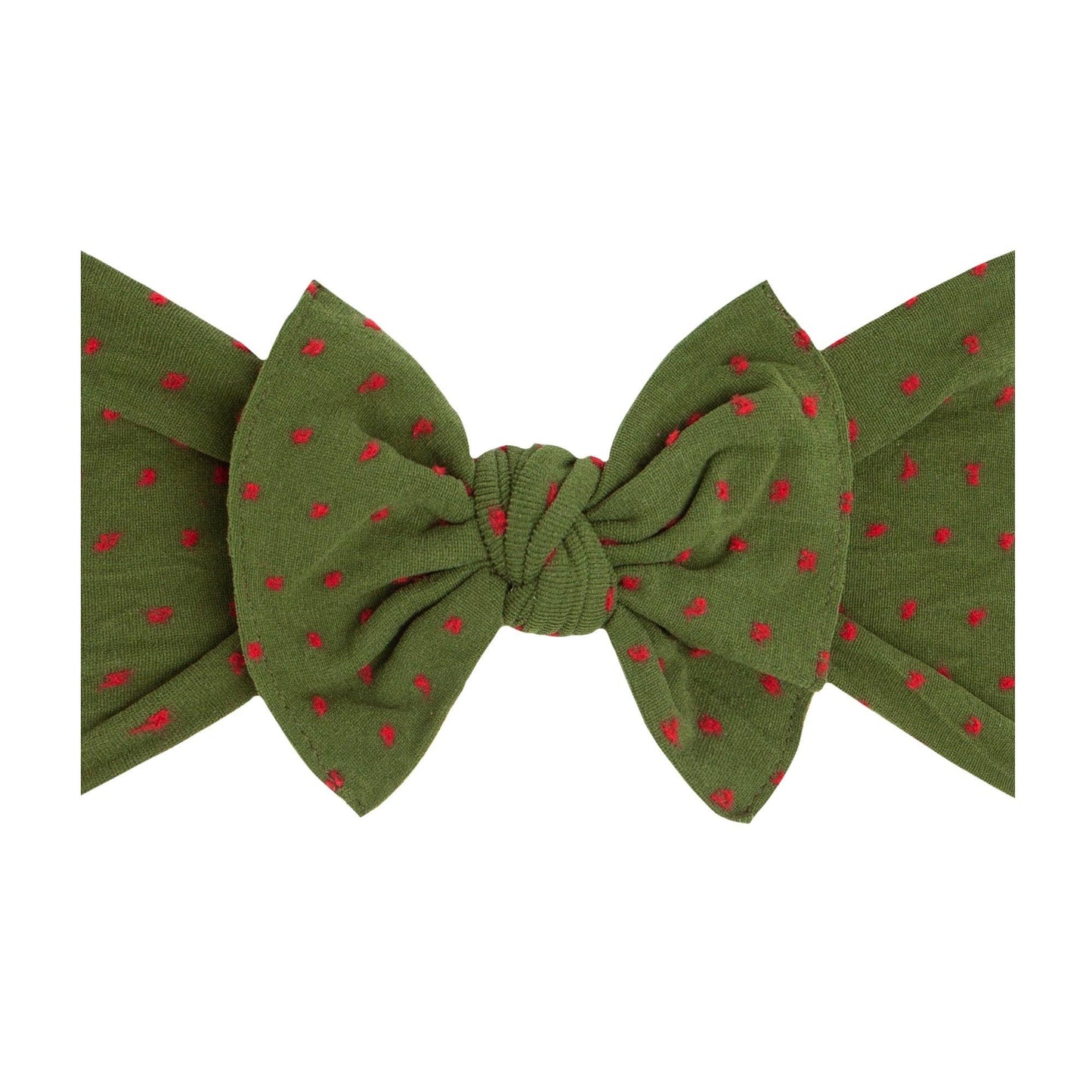 PATTERNED SHABBY KNOT: hunter/red dot