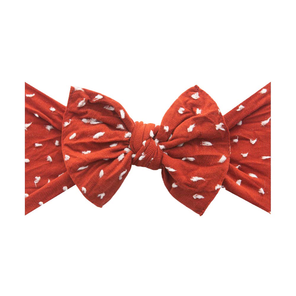 Mauve/White Dot: Baby Bling® Shabby Dot Knot soft nylon headband