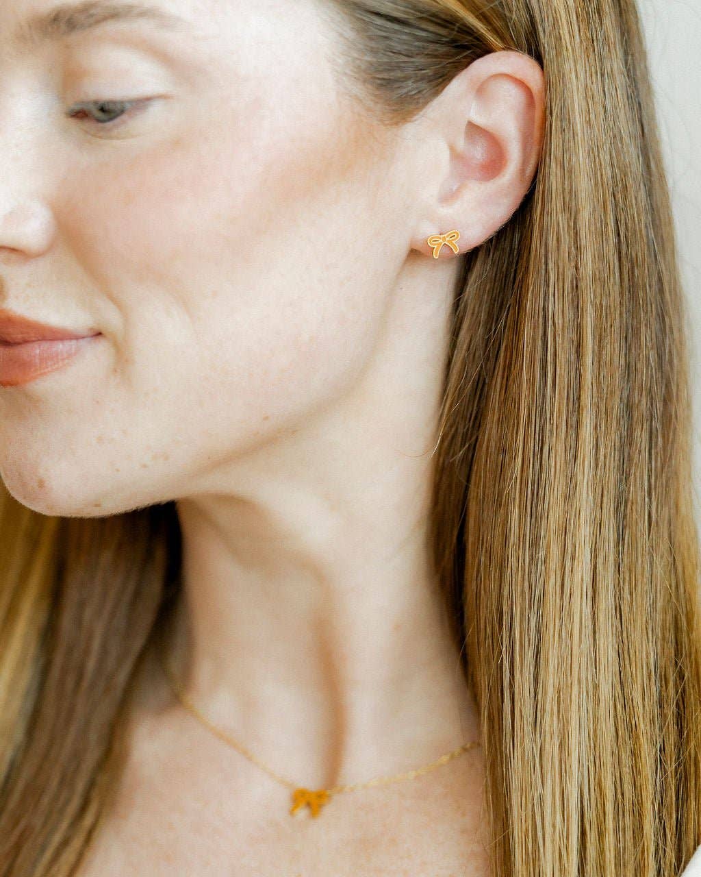 Sadie Bow Orange Screwback Stud Earrings