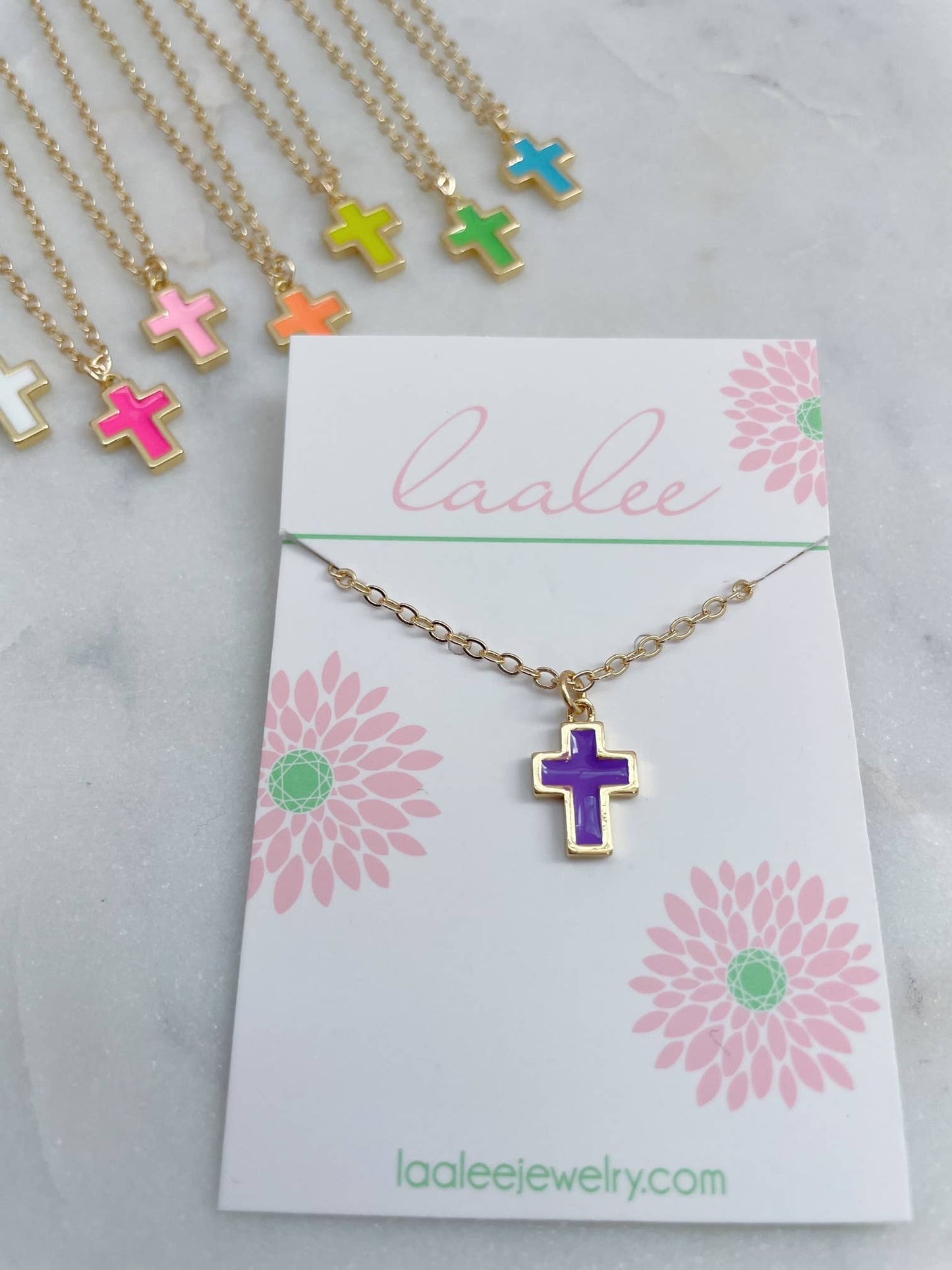 Colorful Cross Necklace, Child size (adjustable)