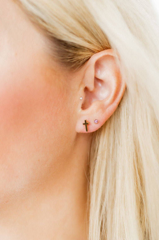Catherine Cross Screwback Stud Earrings