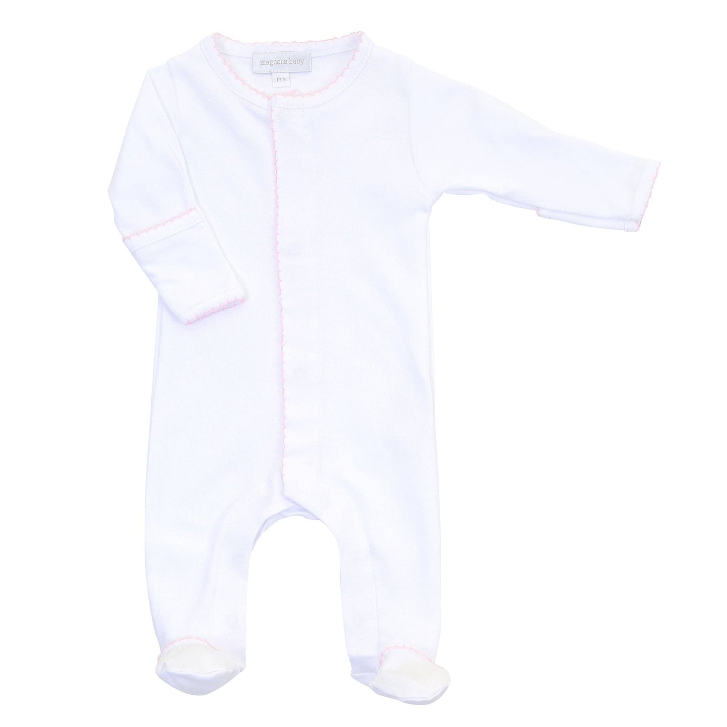 Solid Essentials White Pink Footie: 3 Months