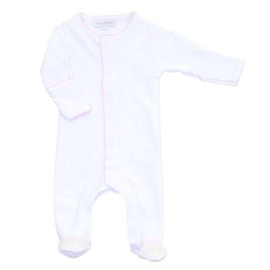 Solid Essentials White Pink Footie: Newborn