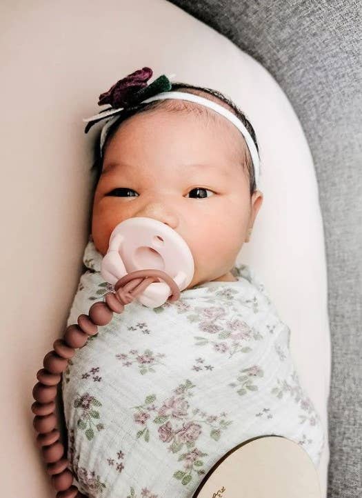 Itzy Ritzy Sweetie Strap™ Silicone One-Piece Pacifier Clips: Buttercream