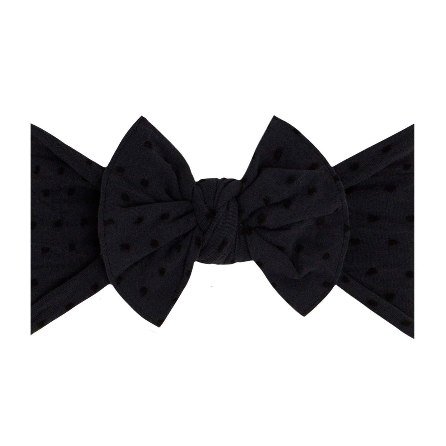 Mocha/White Dot: Baby Bling® Shabby Dot Knot soft nylon headband