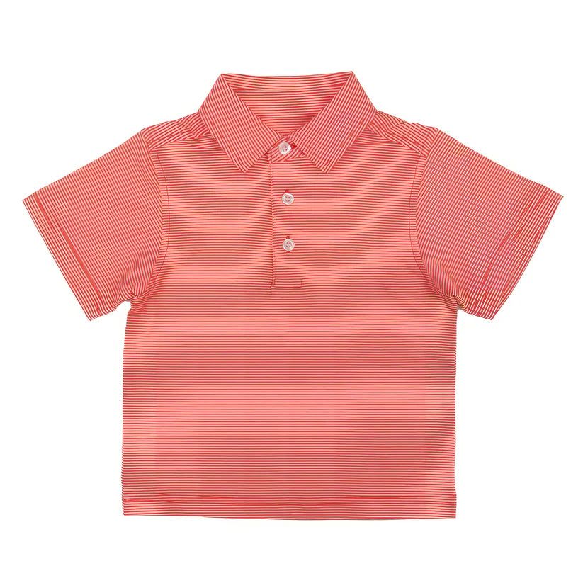 Red & White Stripe Performance Polo