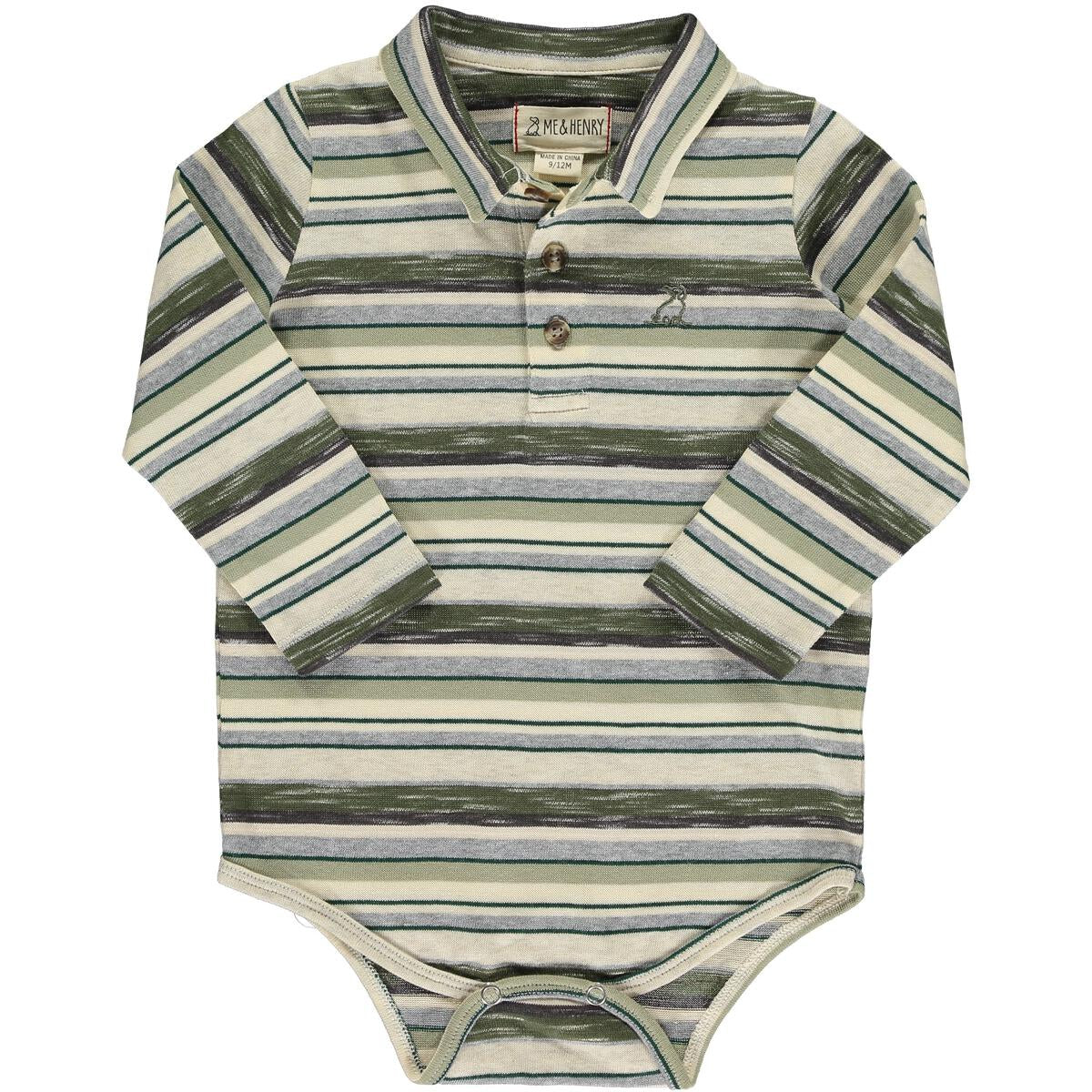 Sage/Cream/Brown Stripe Onesie