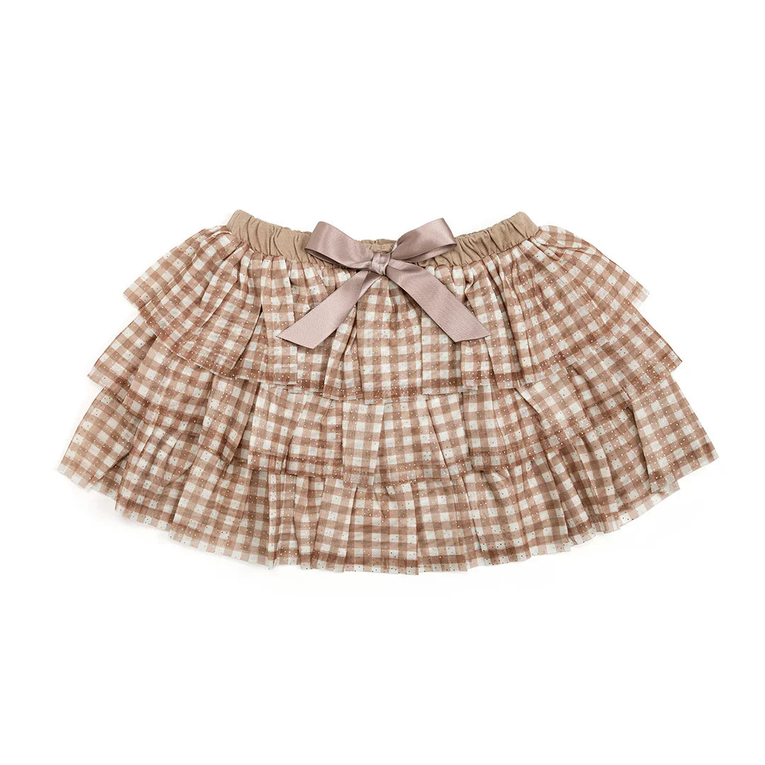 Gingham Printed Tulle Tiered Tutu
