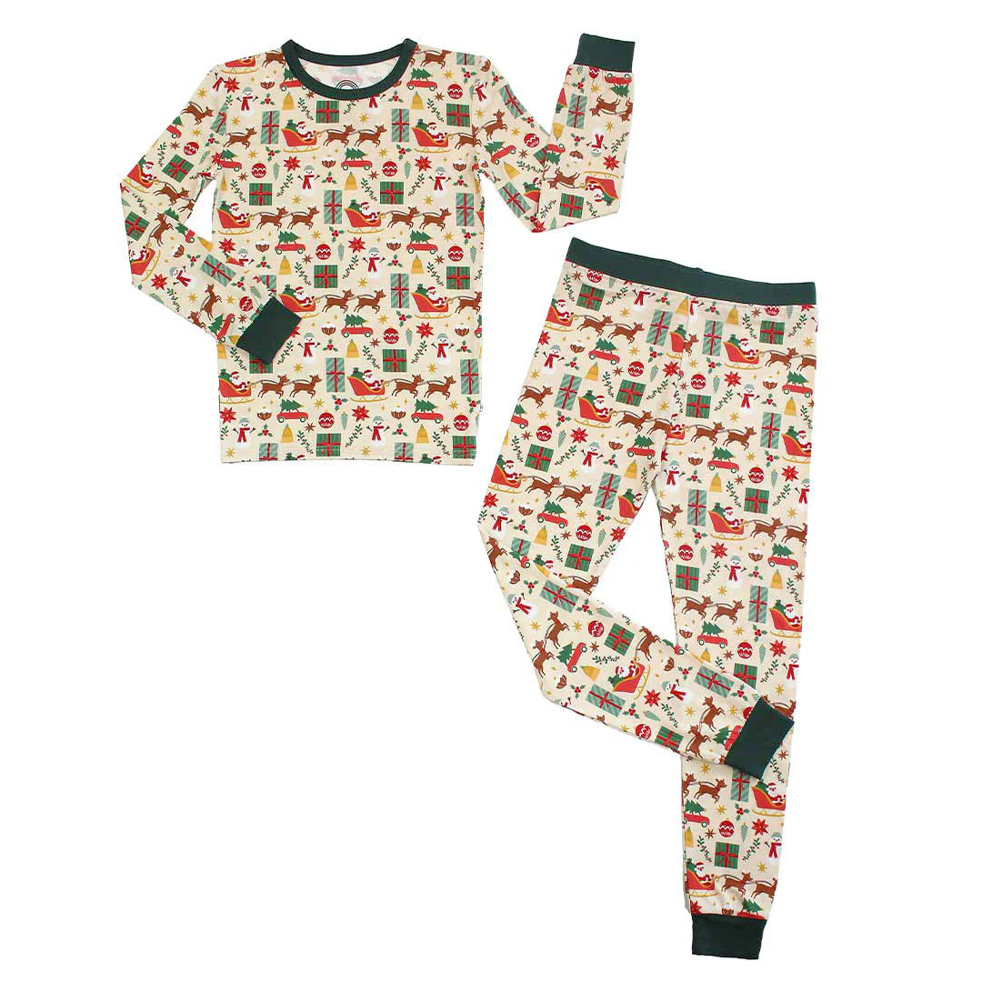 Vintage Christmas Two Piece Bamboo Pajama Set