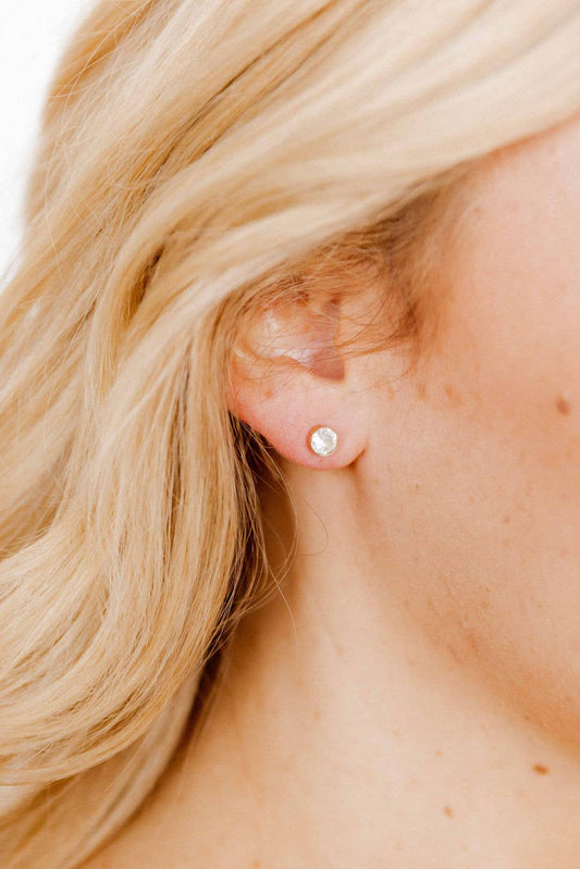 Screwback Stud Earrings - Juliet - Clear - 5mm