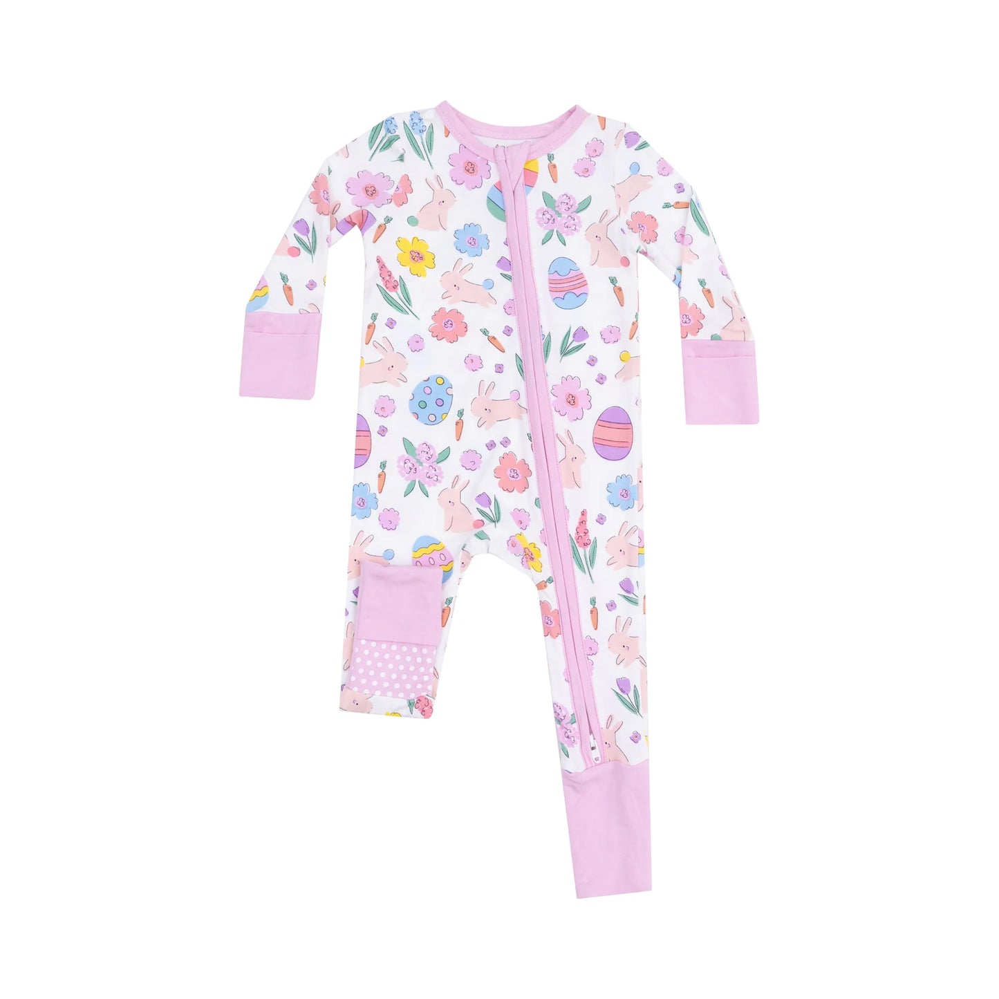 Easter Bunnies Pink Zipper Romper Pajama