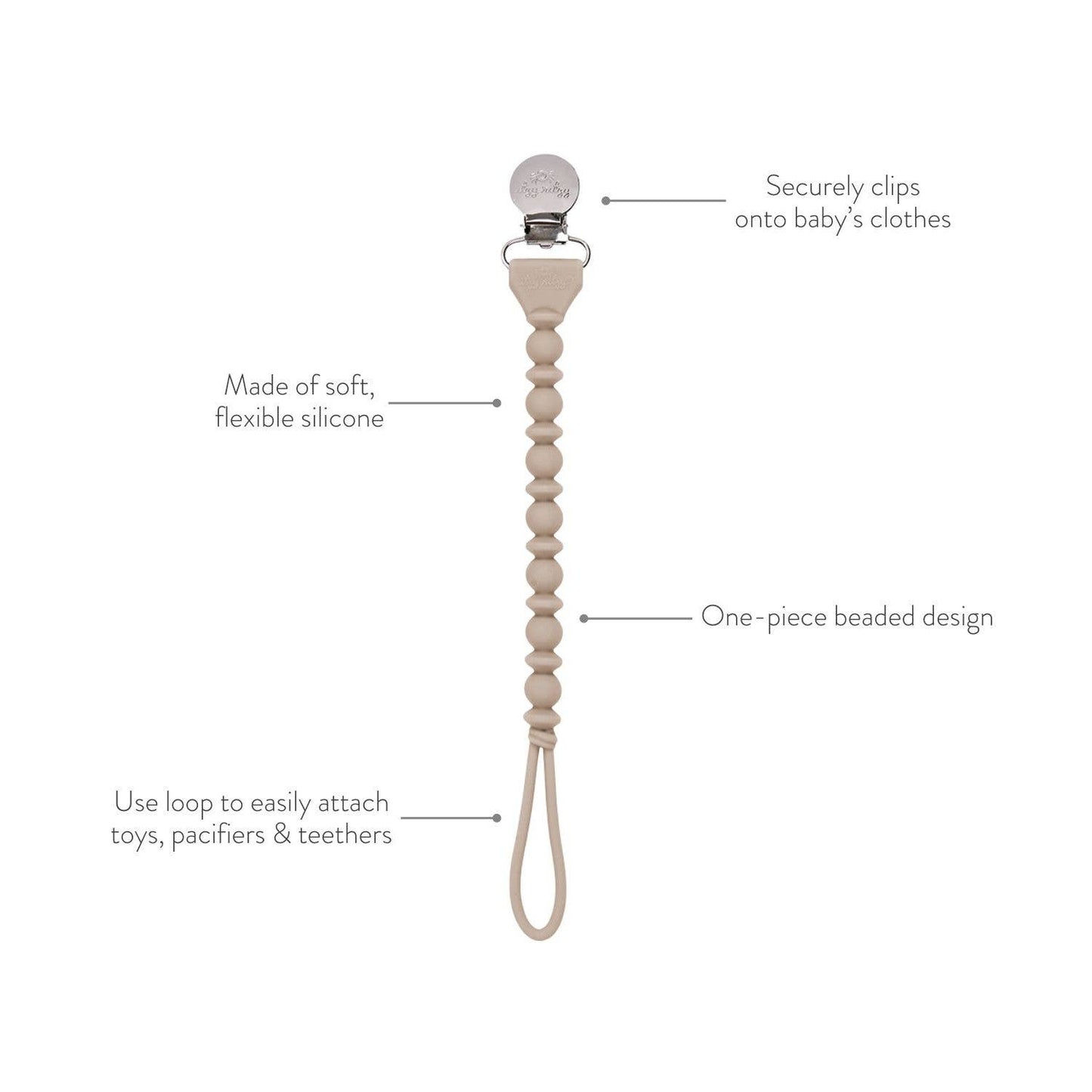 Itzy Ritzy Sweetie Strap™ Silicone One-Piece Pacifier Clips: Buttercream