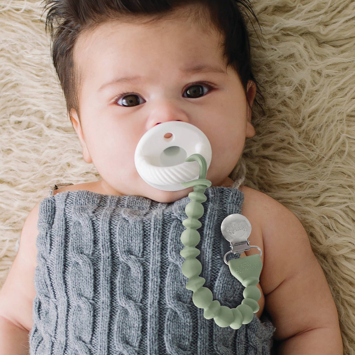 Itzy Ritzy Sweetie Strap™ Silicone One-Piece Pacifier Clips: Buttercream
