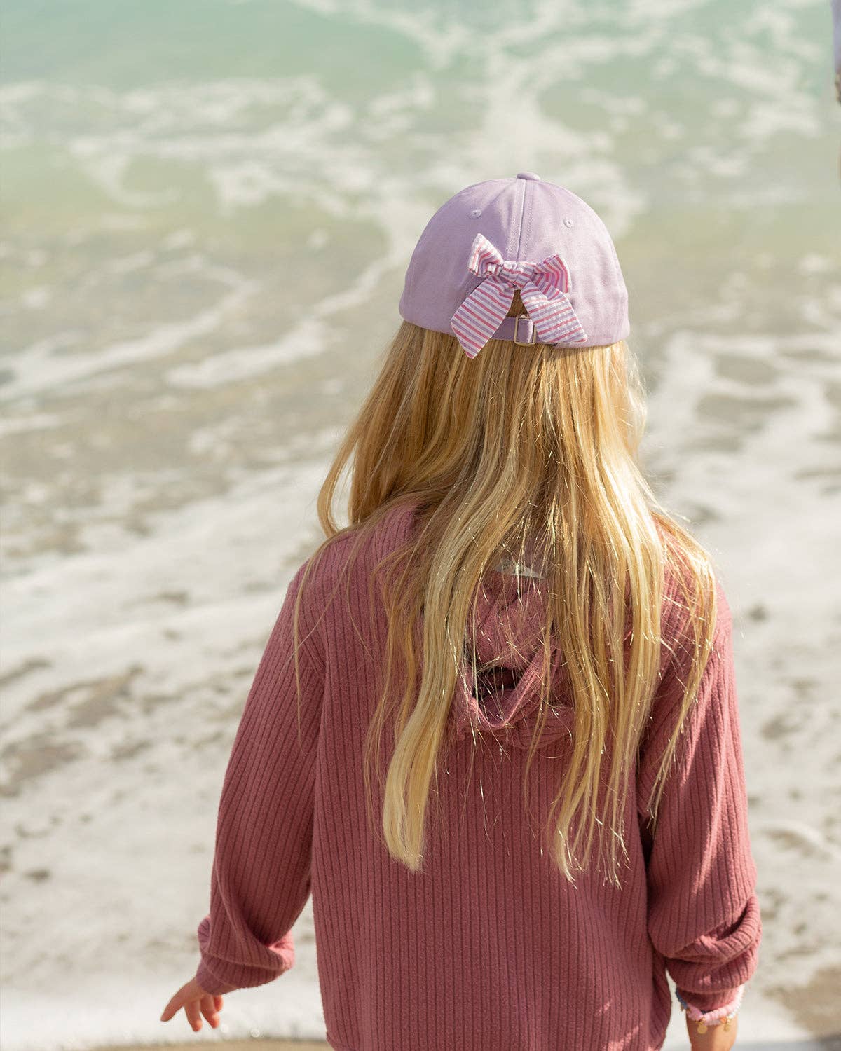 Rainbow Unicorn Bow Baseball Hat: Youth (ages 2-7)