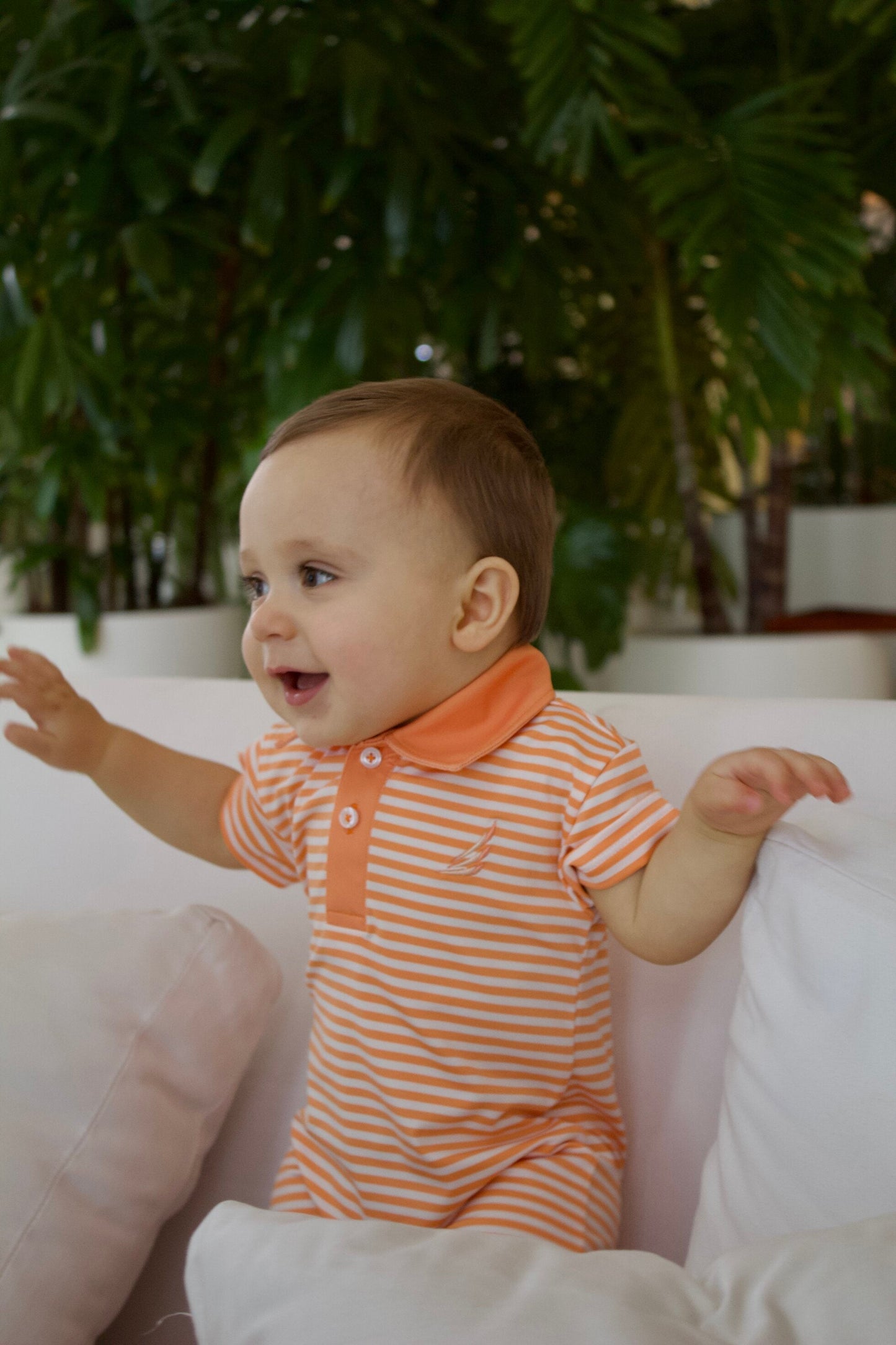 Banksy Orange/White Stripe Romper