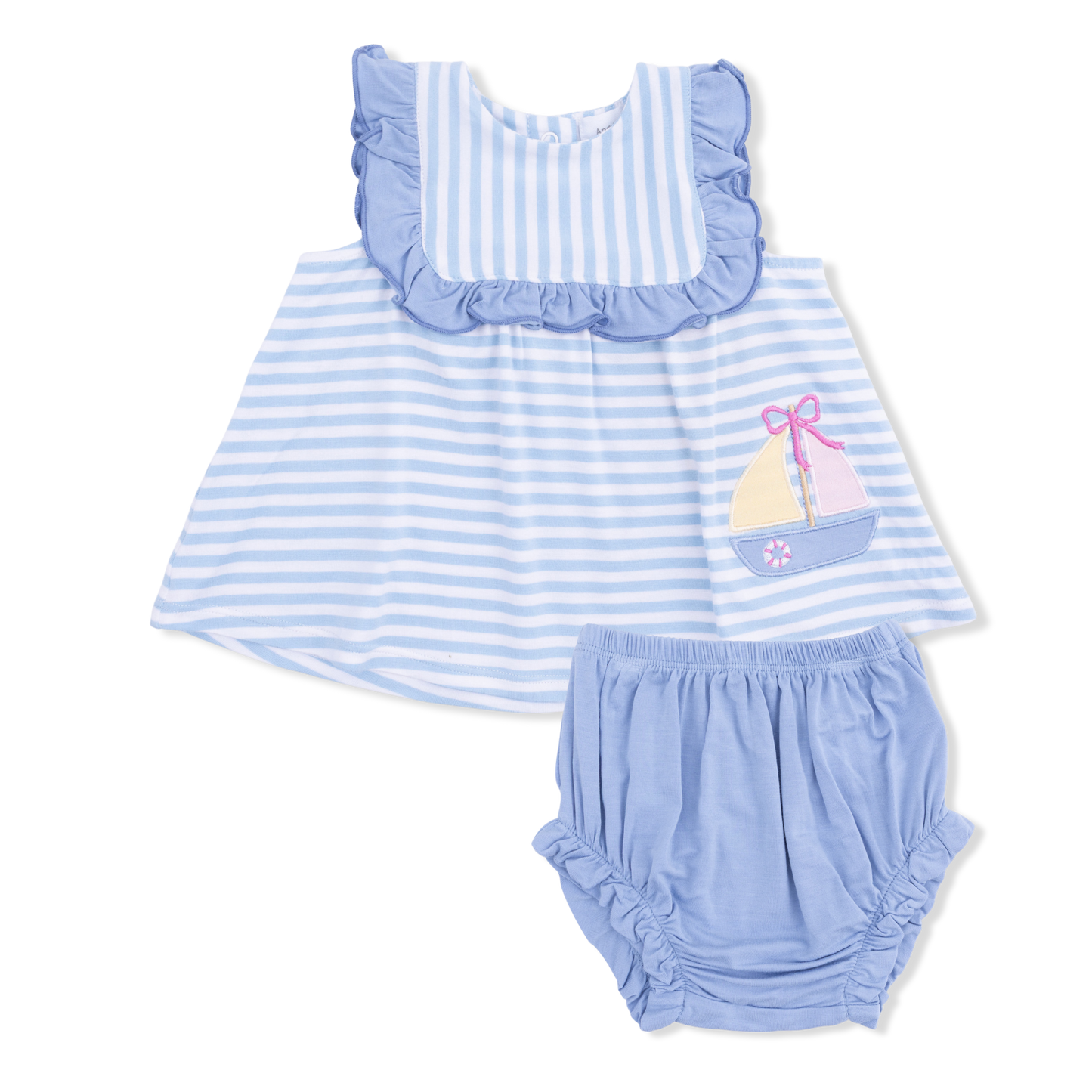 Bel Air Stripe Ruffle Top & Bloomer Set