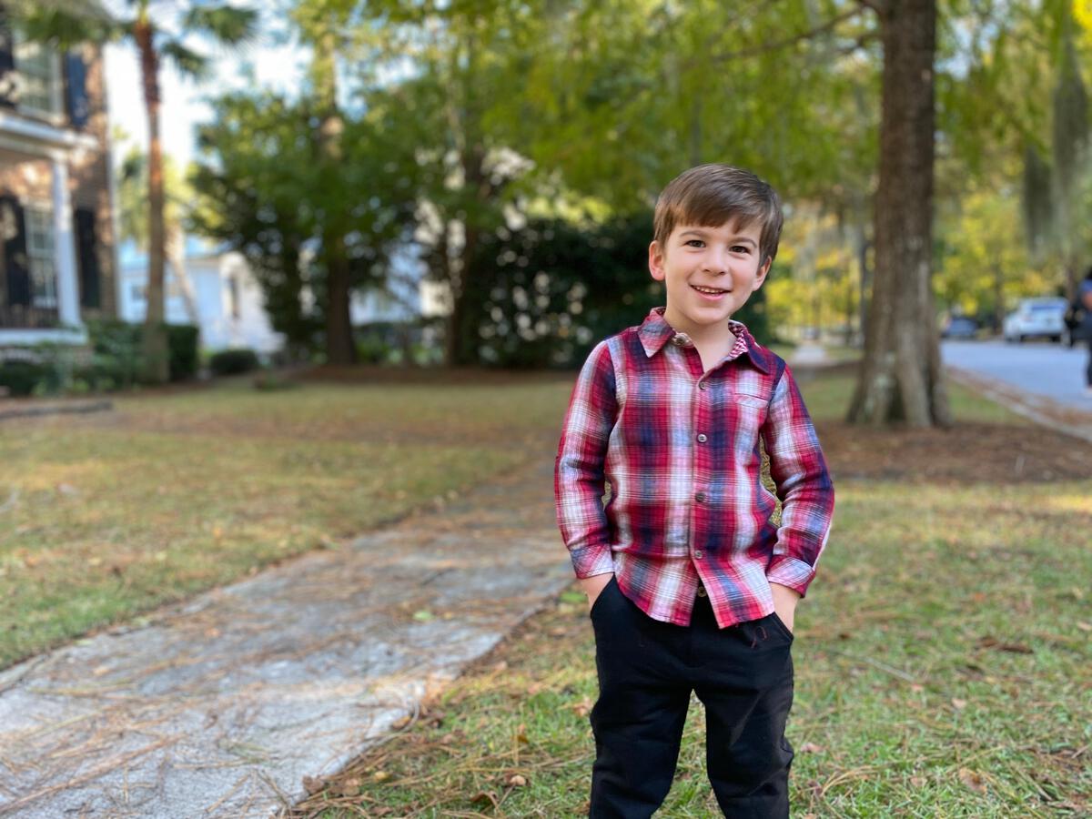 Me & Henry- Red Plaid Collared Long-sleeve