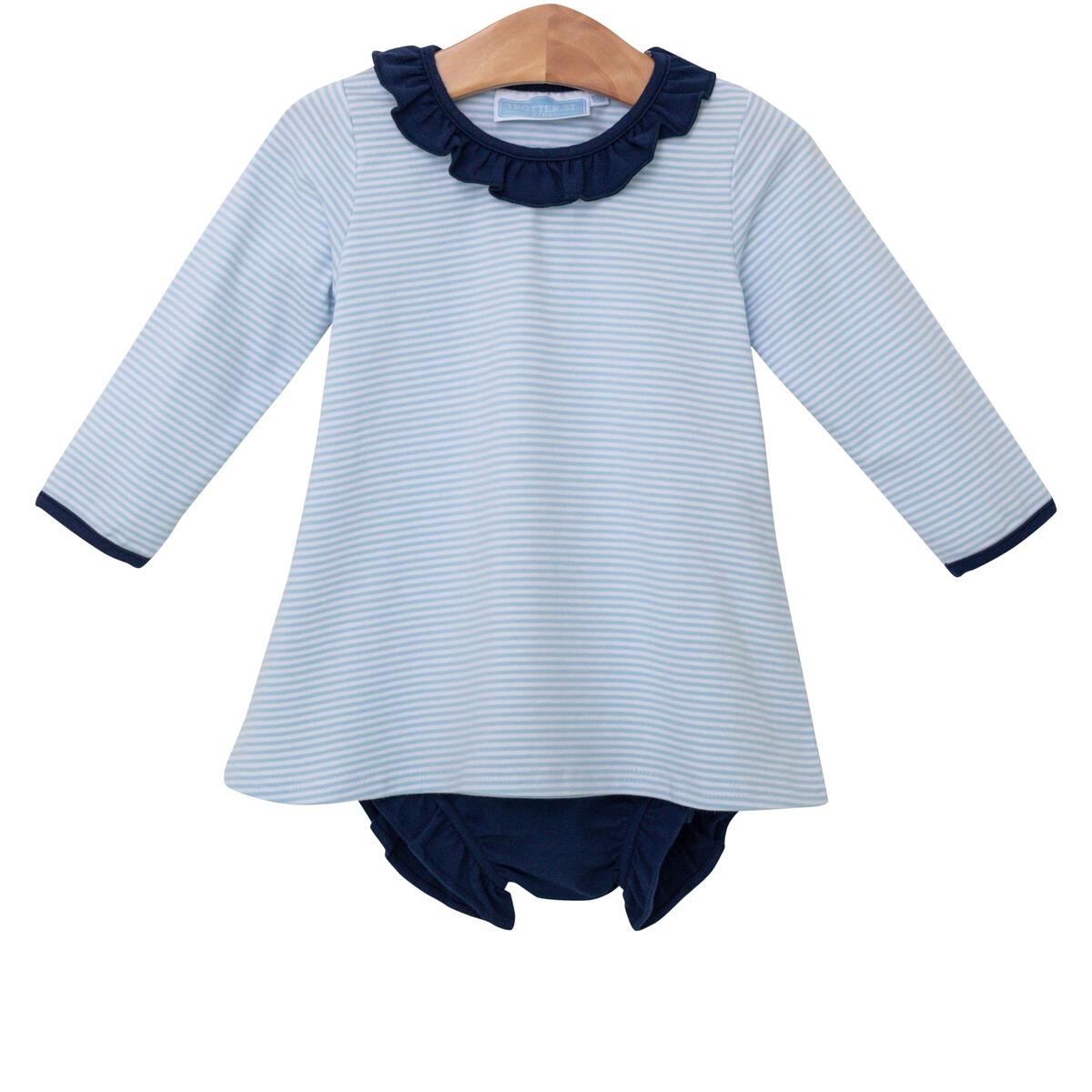 Trotter Street Kids- Navy Stripes w/ Ruffle Bloomers Two Piece Set