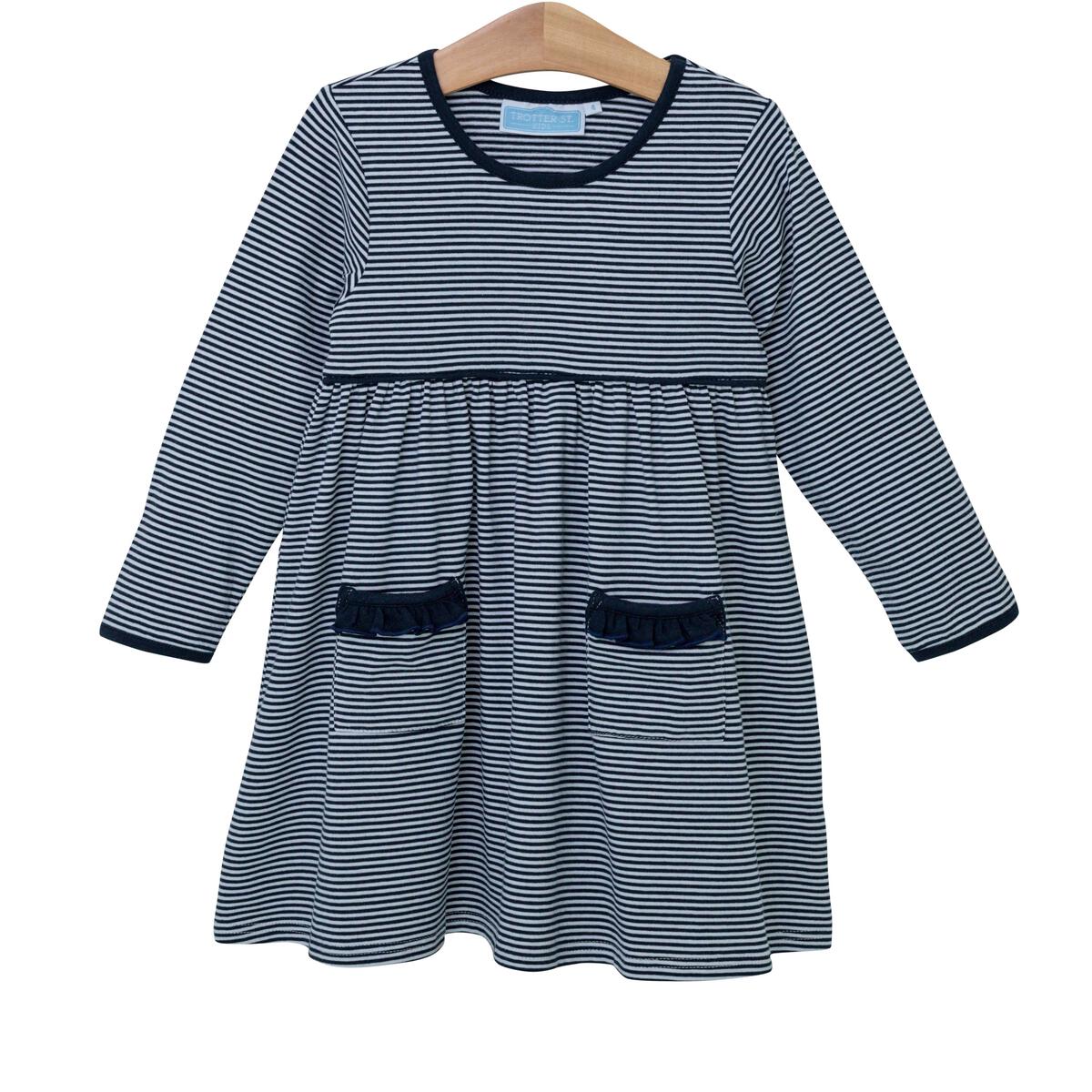 Trotter Street Kids- Navy Stripes Dress