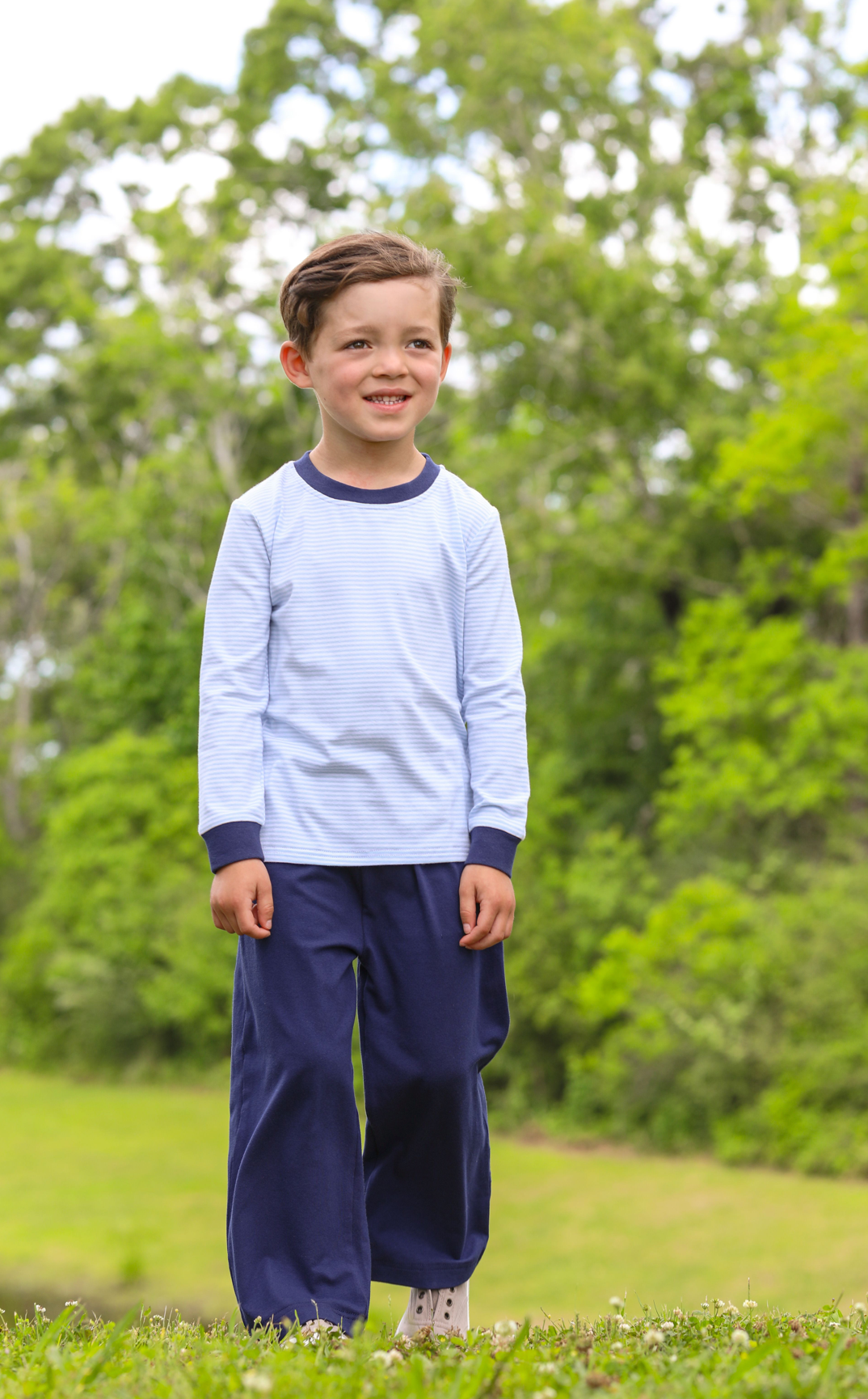 Trotter Street Kids- Navy Stripes Two Piece Set