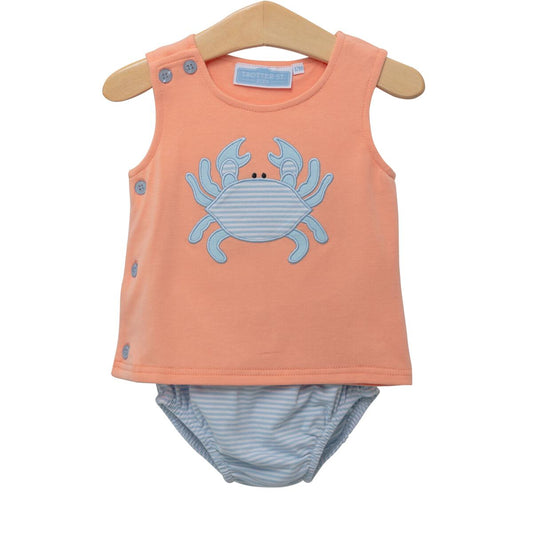 Seaside Crab Applique Diaper Set