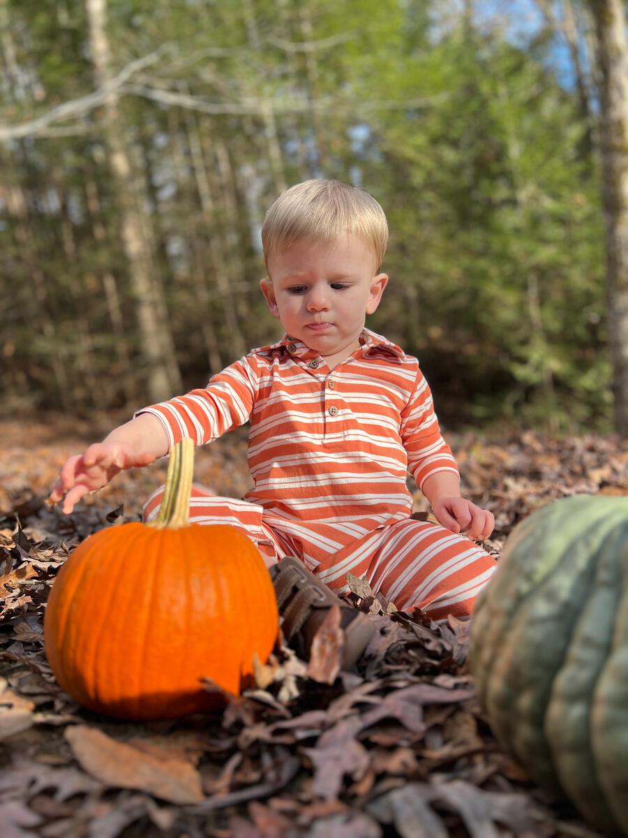 Pumpkin/Cream Kingston Polo Romper