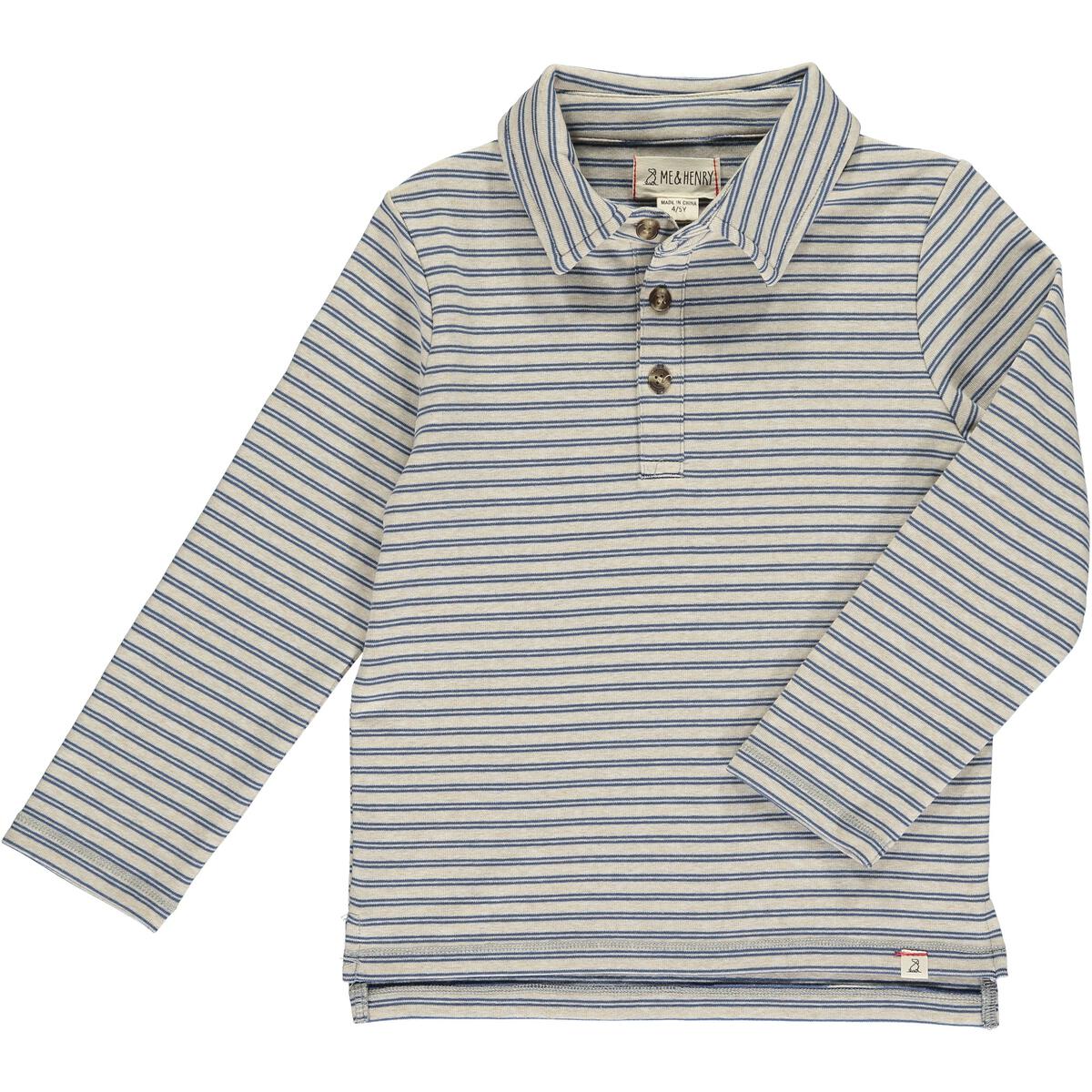 Blue Double Stripe Polo Shirt