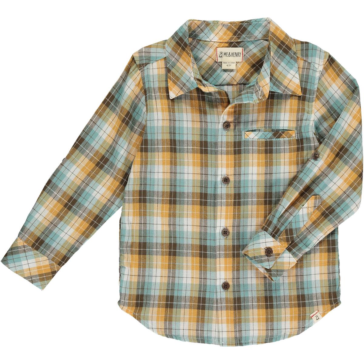 Tan/Brown/Blue Plaid Atwood Woven Shirt