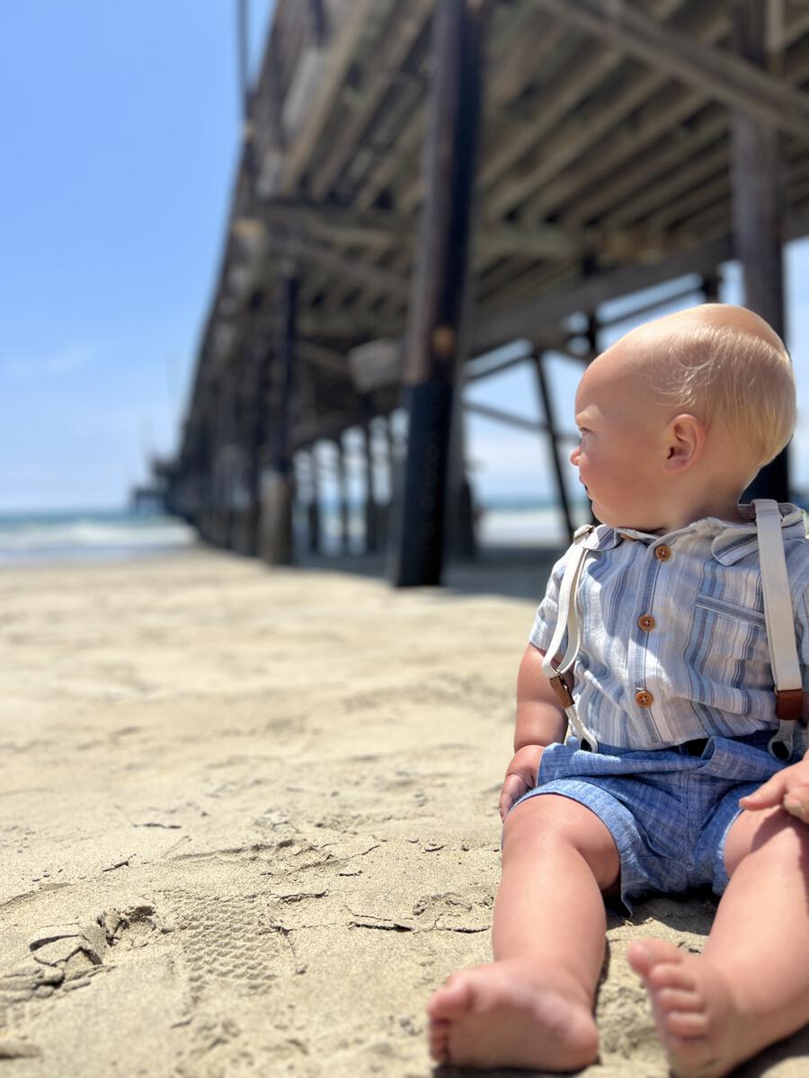 Shades of Blue Striped Polo Onesie