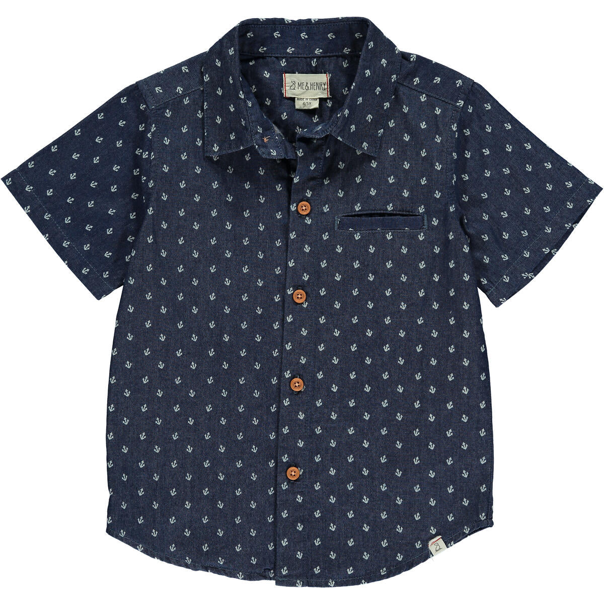 Navy Anchor Print Polo Shirt