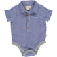 Dusty Navy Blue Seersucker Polo Onesie