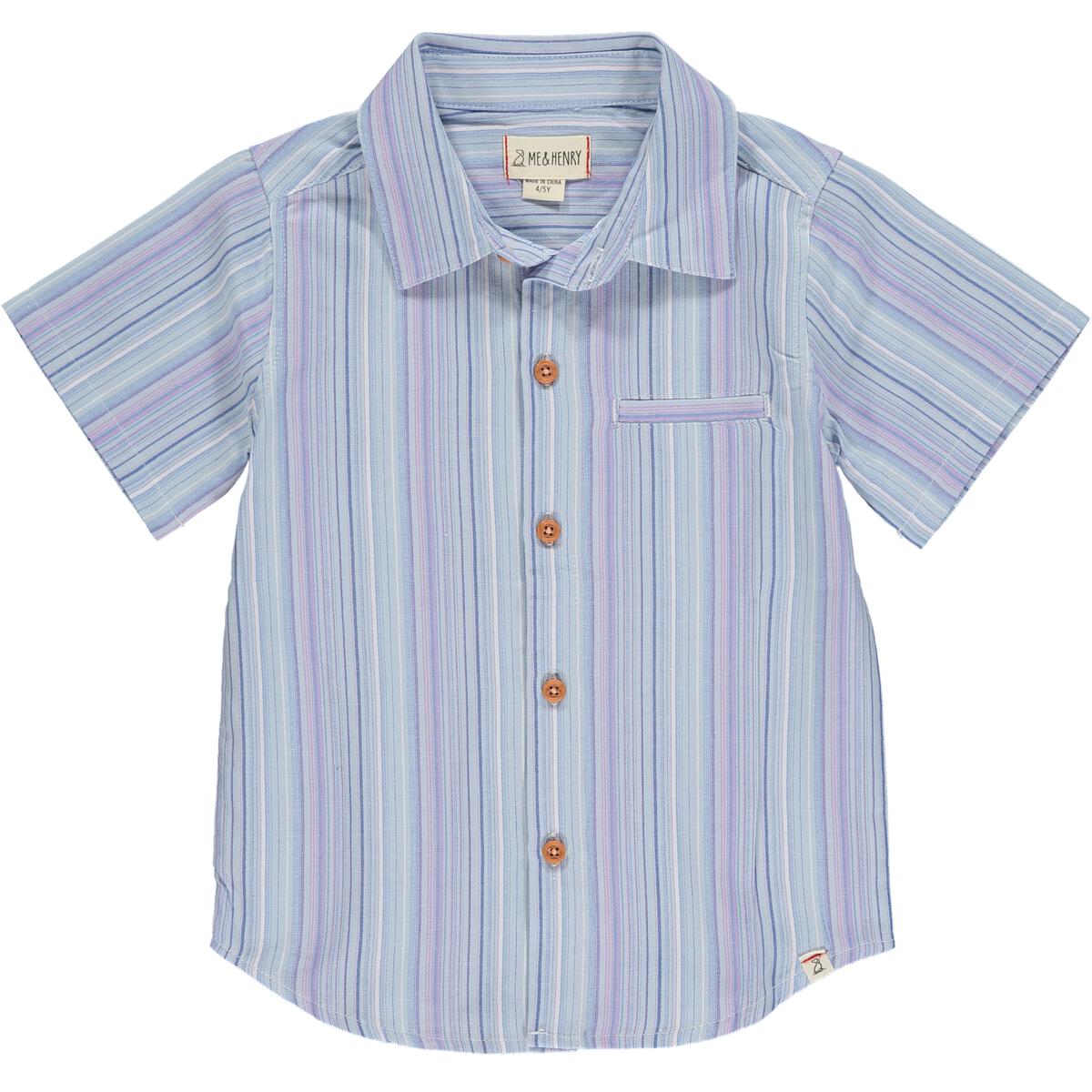 Mutli Blue Stripe Collared Shirt