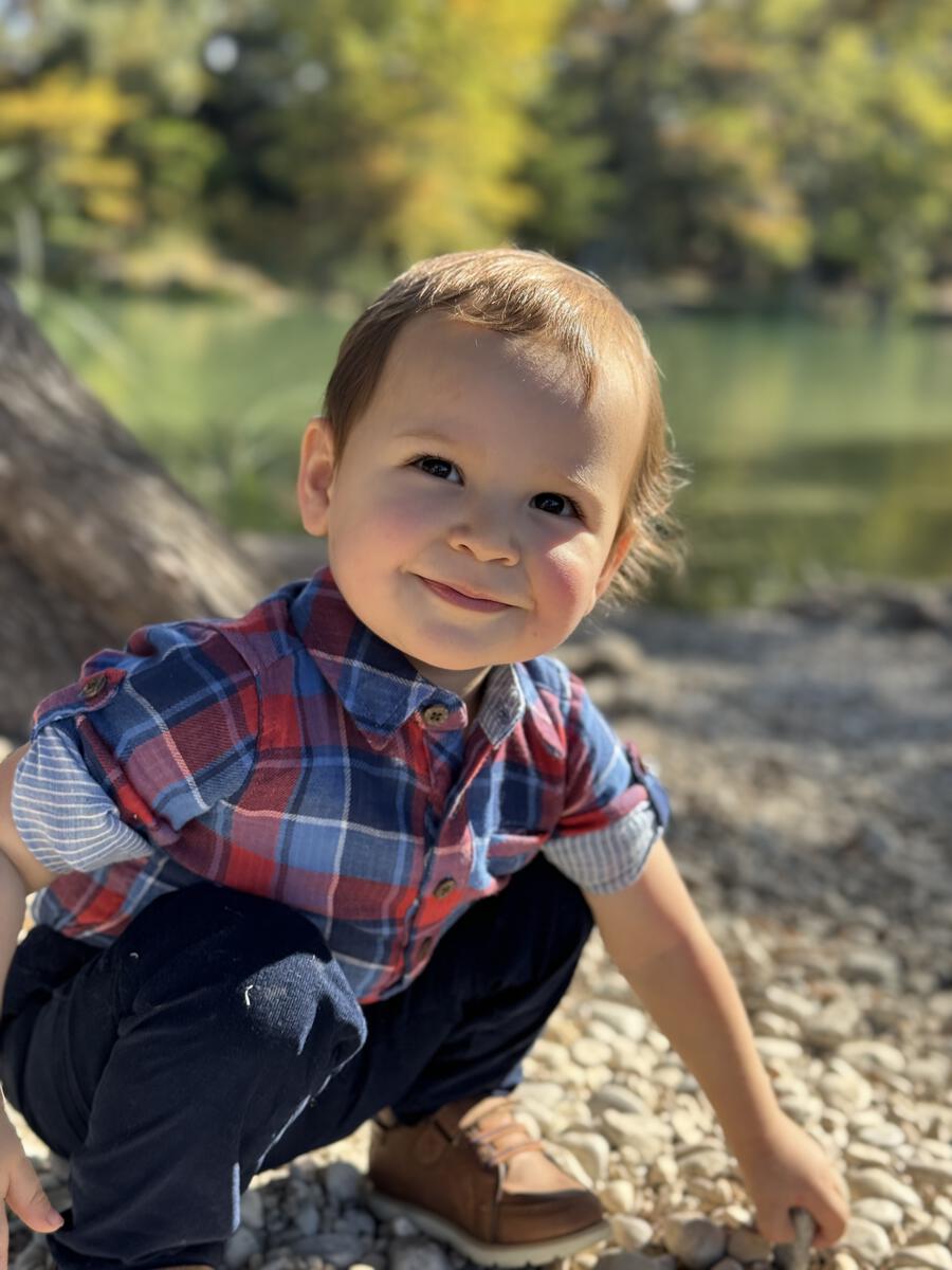 Navy & Red Plaid Collared Onesie