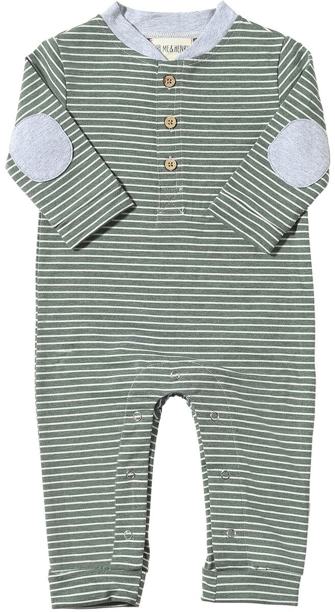 Green/White Stripe Romper w/ Elbow Patch